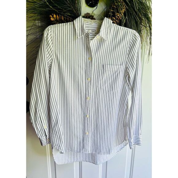 Not For Sale-Madewell Shirt in Dalton Stripe White & Blue Button Up Small - Picture 8 of 17